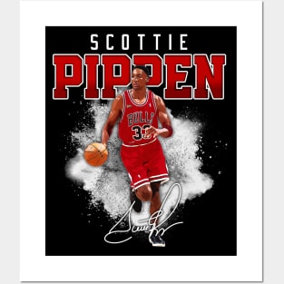Scottie Pippen Basketball Legend Signature Vintage Retro 80s 90s Bootleg Rap Style Posters and Art